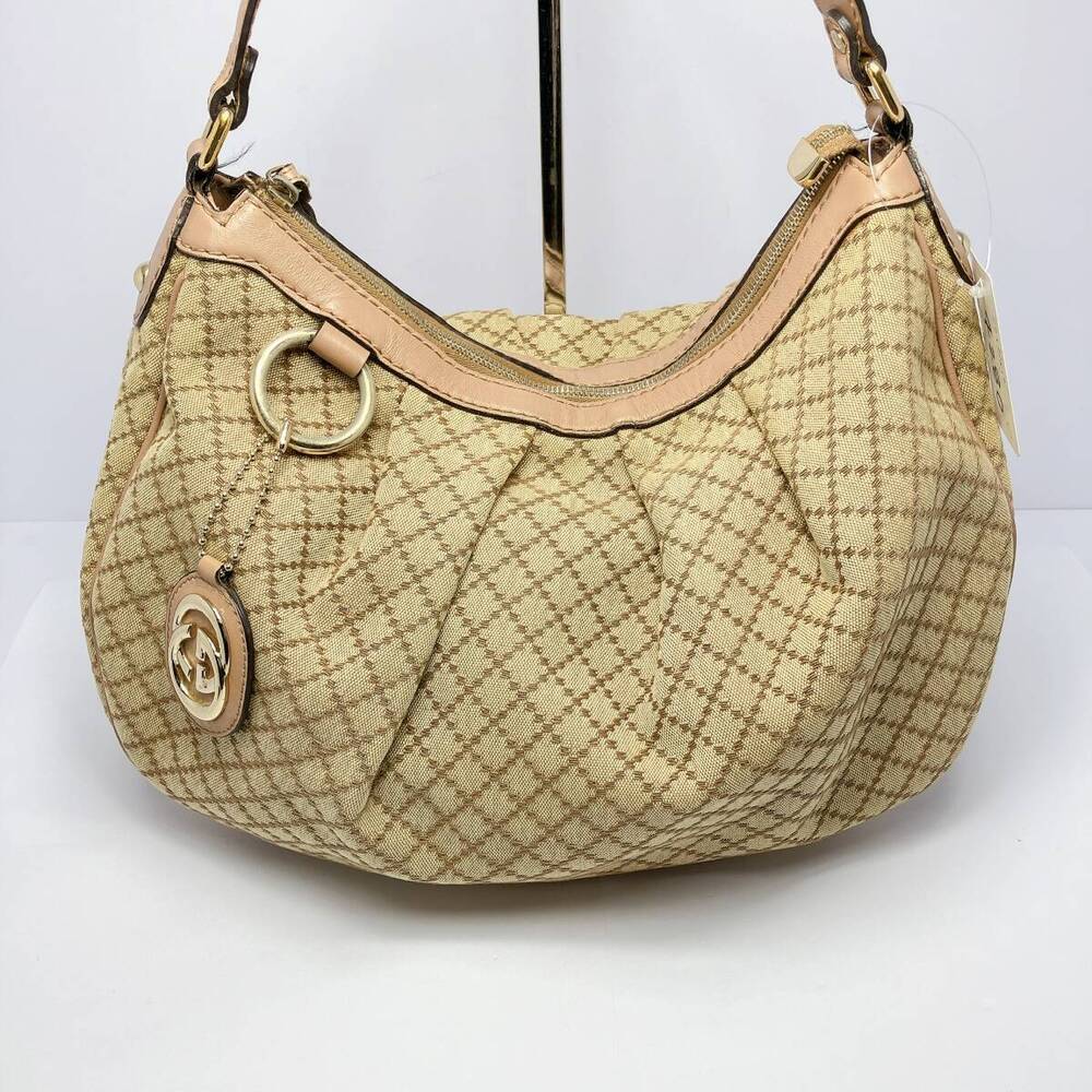 GUCCI Diamante Sukey Hobo Bag Diamond Interlocking GG Charm Handbag